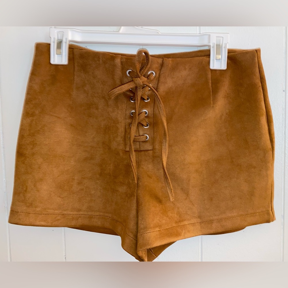 Brown suede shorts